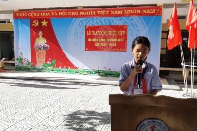 Chi Đoàn trường THCS thị trấn Trà Xuân tổ chức Lễ phát động thực hiện mô hình cổng trường ATGT năm học 2022 – 2023